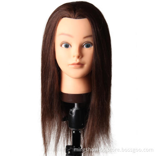 18" Brown hair training mannequin head with human hair for training